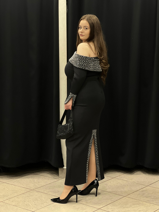 Rochie midi neagra cu maneci 9392 [4]