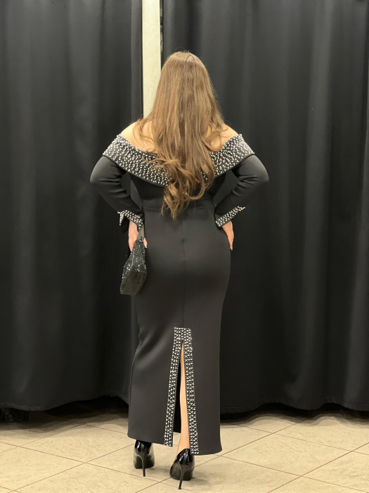 Rochie midi neagra cu maneci 9392 [5]