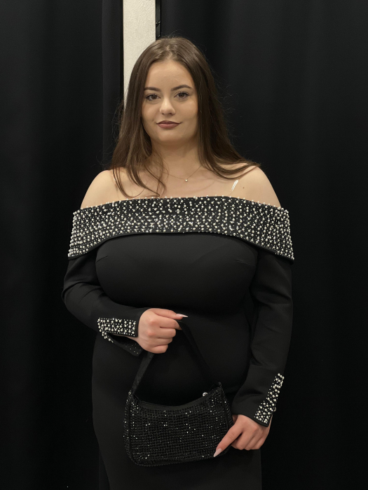 Rochie midi neagra cu maneci 9392 [2]