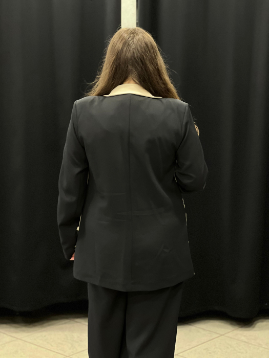 Costum office 3 piese bej si negru 5652 [6]