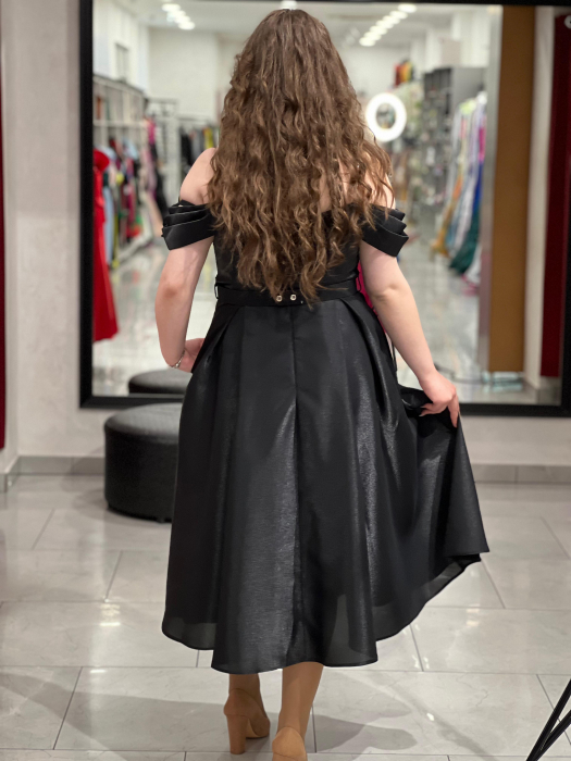 Rochie midi neagra în cloș 6373 [4]