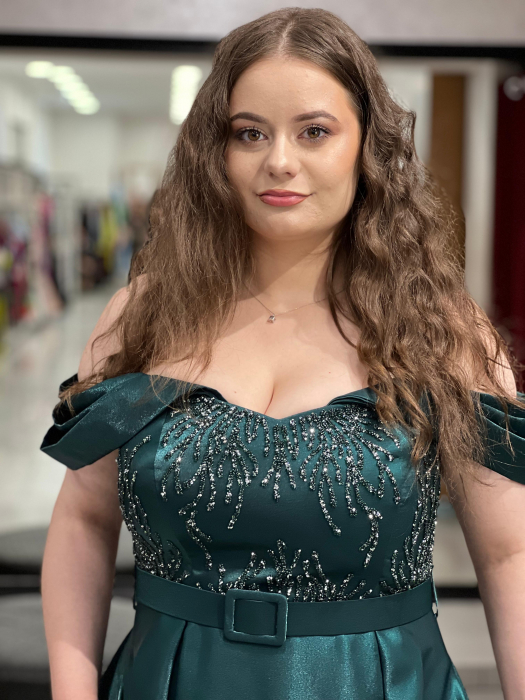 Rochie midi verde în cloș 6373 [2]