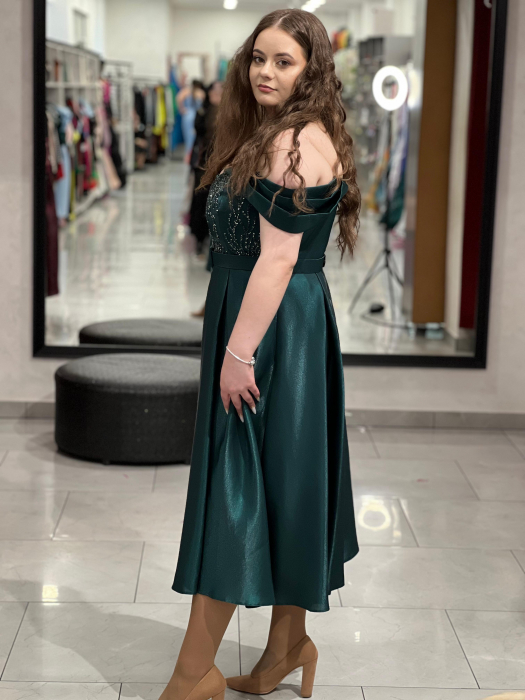 Rochie midi verde în cloș 6373 [3]