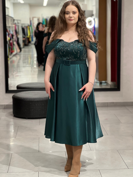 Rochie midi verde în cloș 6373 [1]