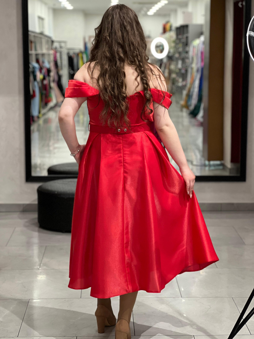 Rochie midi rosie în cloș 6373 [4]