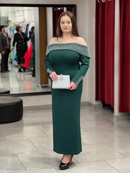 Rochie midi verde cu maneci 9392 [1]