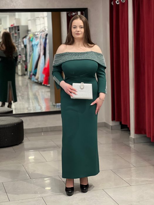 Rochie midi verde cu maneci 9392 [3]
