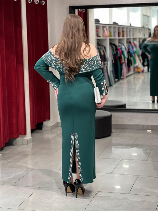 Rochie midi verde cu maneci 9392 [5]