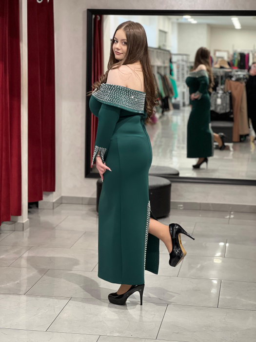 Rochie midi verde cu maneci 9392 [4]