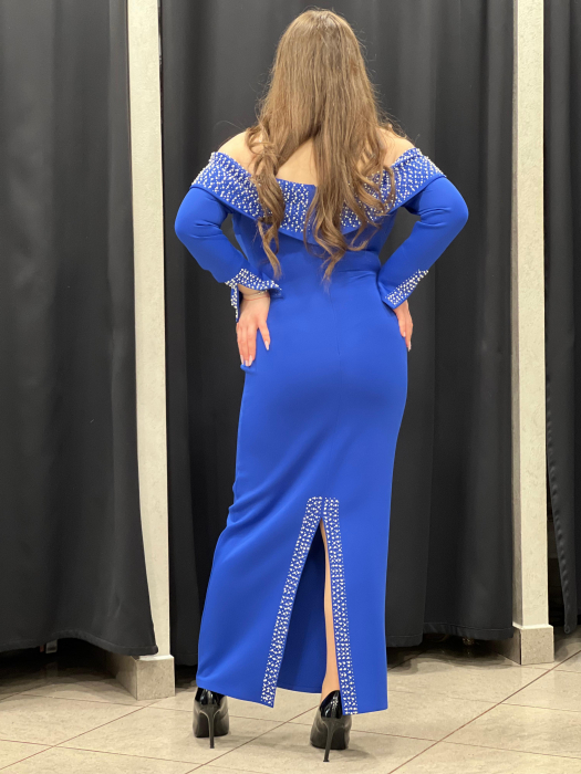 Rochie midi albastra cu maneci 9392 [3]