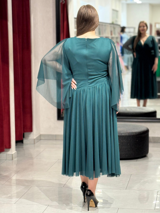 Rochie midi verde din voal [3]