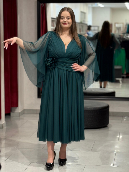 Rochie midi verde din voal [1]