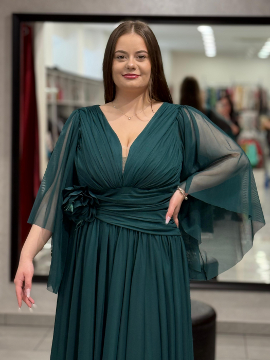 Rochie midi verde din voal [4]