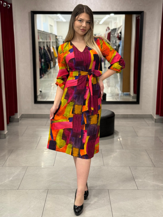 Rochie multicolora cu portocaliu [3]