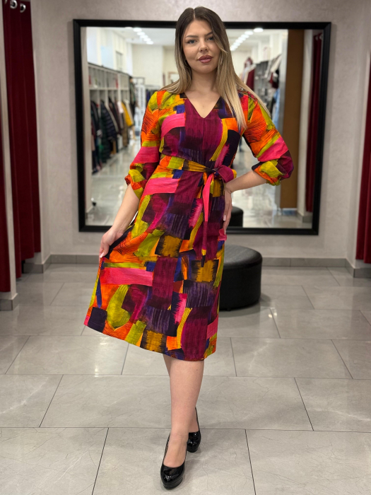 Rochie multicolora cu portocaliu [2]