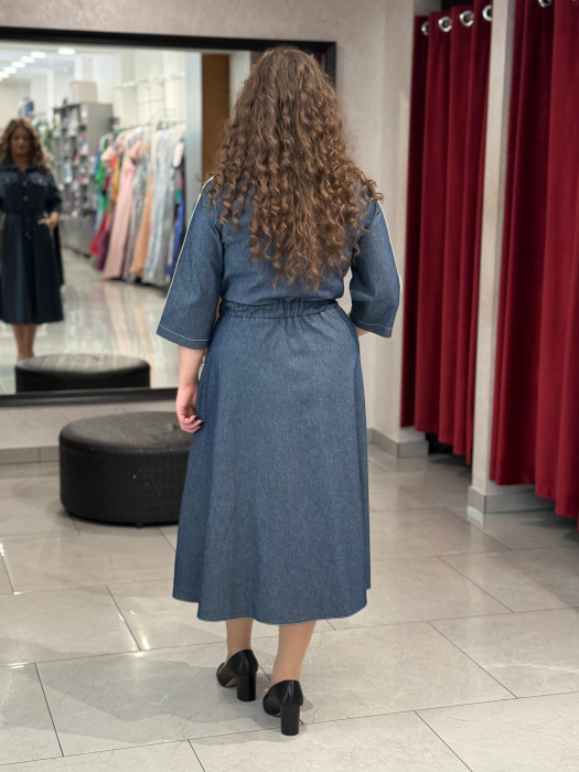 Rochie denim cu dungi pe maneca 7514 [4]