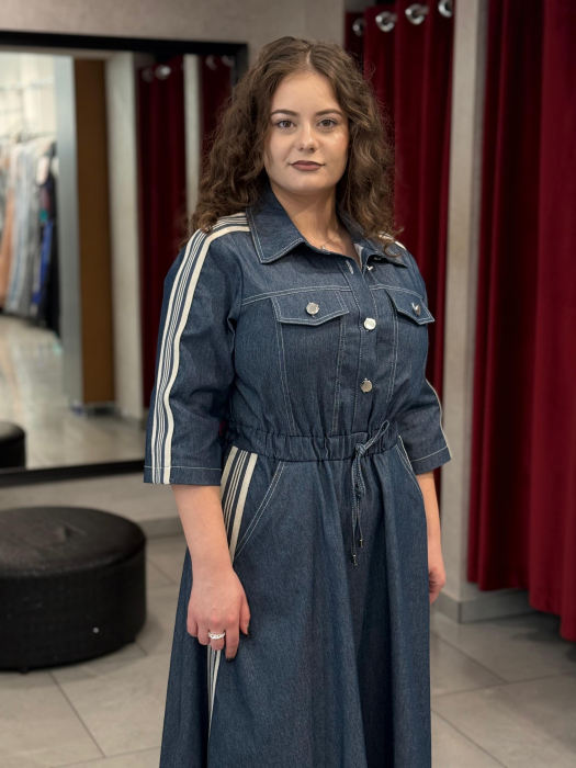 Rochie denim cu dungi pe maneca 7514 [2]