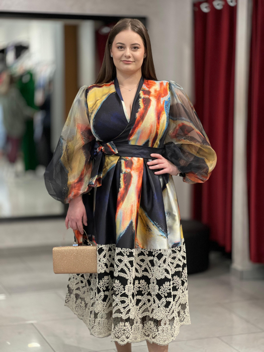 Rochie colorata petrecuta cu dantela [2]