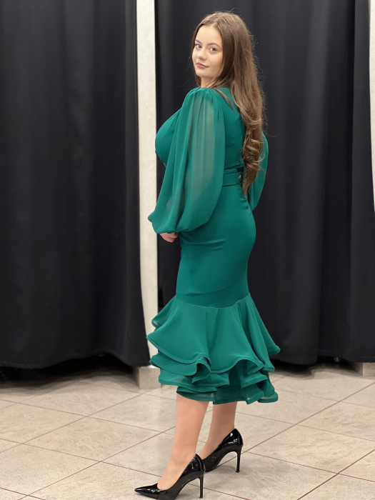 Rochie midi verde cu volane 2197 [2]