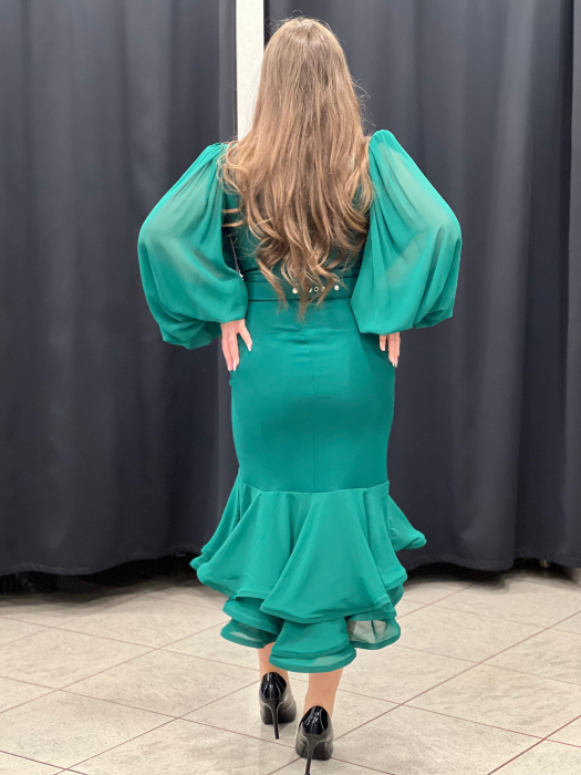 Rochie midi verde cu volane 2197 [3]