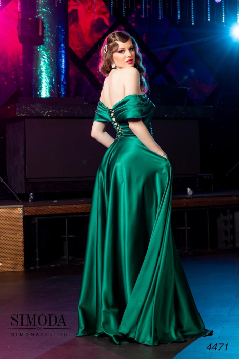 Rochie verde satinata cu corset 4471 [2]