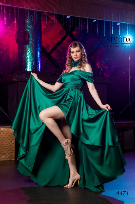 Rochie verde satinata cu corset 4471 [1]
