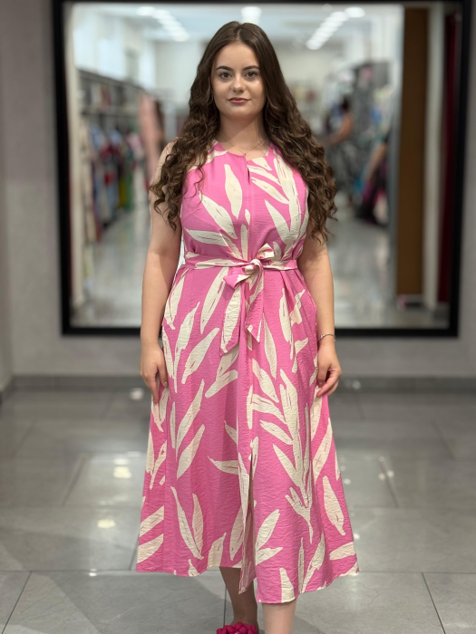 Rochie roz cu print floral [1]