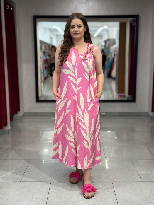 Rochie roz cu print floral [2]
