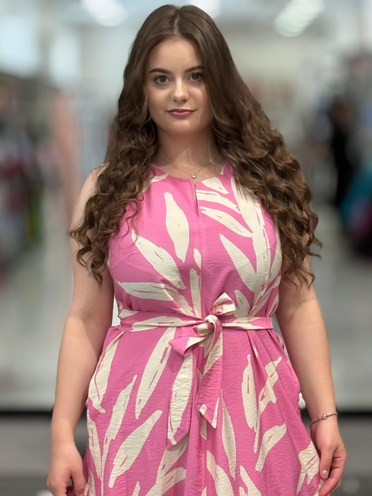 Rochie roz cu print floral [4]