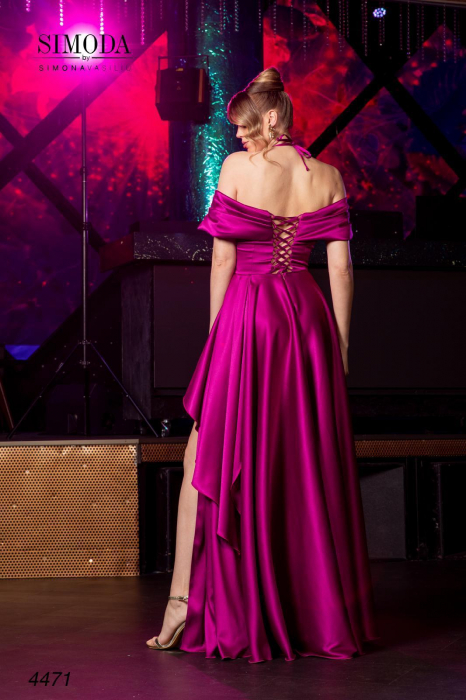 Rochie fucsia satinata cu corset 4471 [3]