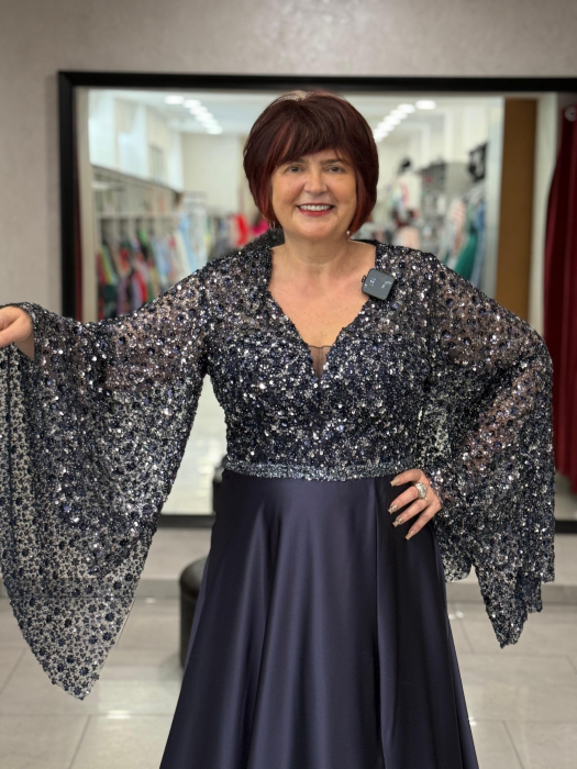 Rochie satinată cu maneci deosebite 9048 [2]
