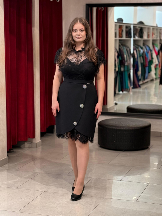 Rochie scurta neagra dantela 836 [1]