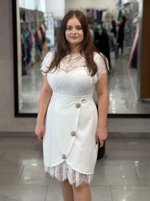 Rochie scurta alba dantela 836 [1]