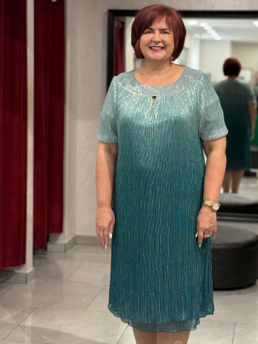 Rochie scurta pliseu degrade verde [2]