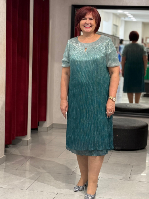 Rochie scurta pliseu degrade verde [1]