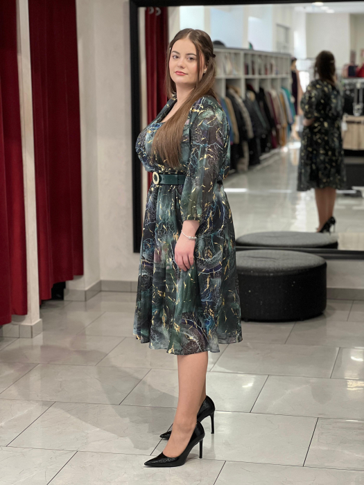 Rochie verde cu auriu 6334 [3]