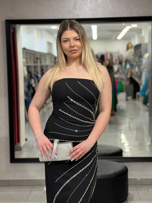 Rochie neagra mulata cu decor de pietre 3302 [5]