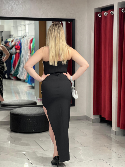 Rochie neagra mulata cu decor de pietre 3302 [6]
