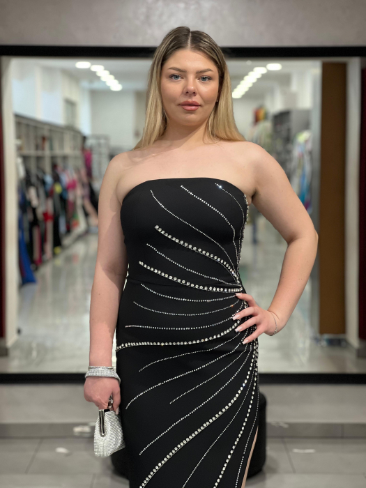Rochie neagra mulata cu decor de pietre 3302 [4]
