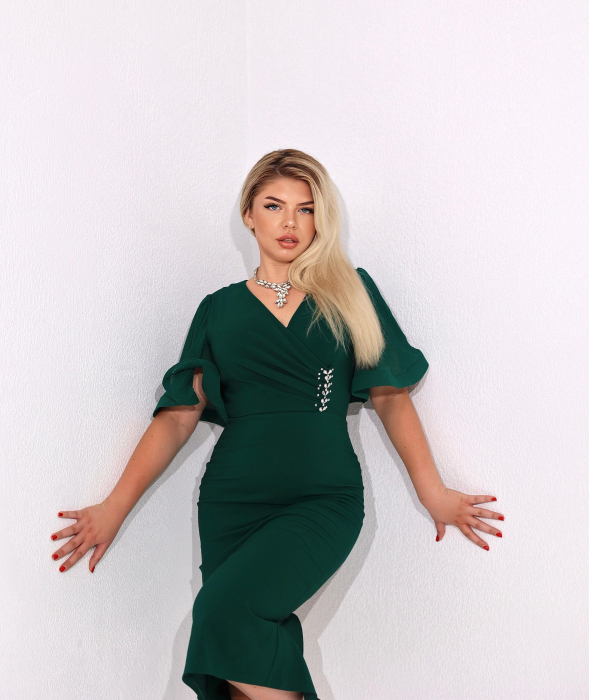 Rochie verde cu maneci clopot mod. 2225 [2]
