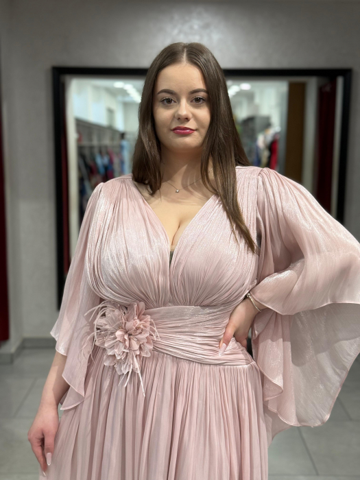 Rochie midi roz praf [2]