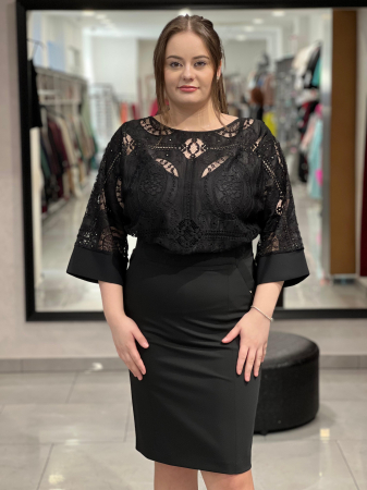Bluză neagra dantela 8606