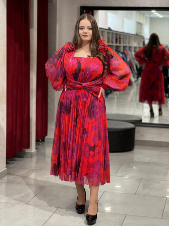 Rochii de zi - Rochie midi cu print floral 6390
