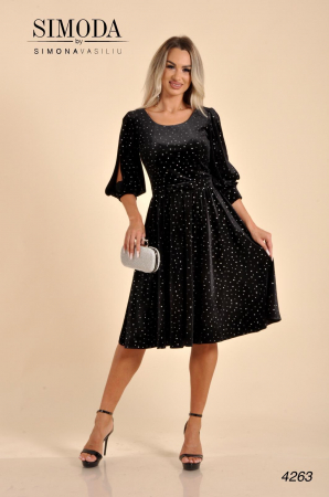 Rochii de seara scurte - Rochie neagra catifea in clos 4263
