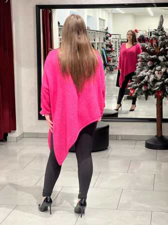 Pulover roz asimetric cu colț [2]