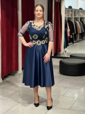 Rochie bleumarin cu flori mod.557