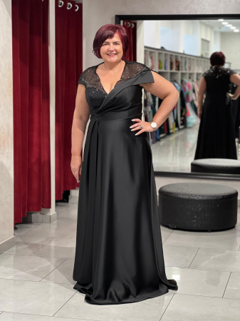 Rochie neagra satinată 9058
