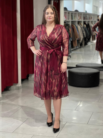 Rochie visinie cu auriu 8020