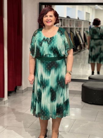 Rochii de seara - Rochie verde cu insertii aurii mod.8111