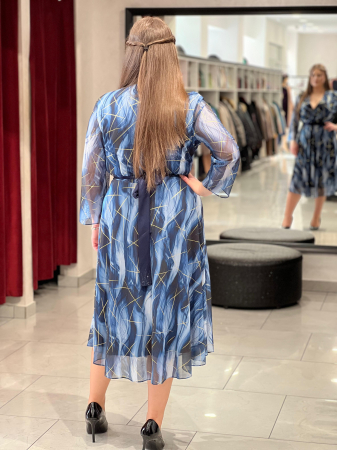 Rochie albastra cu auriu 8110 [3]
